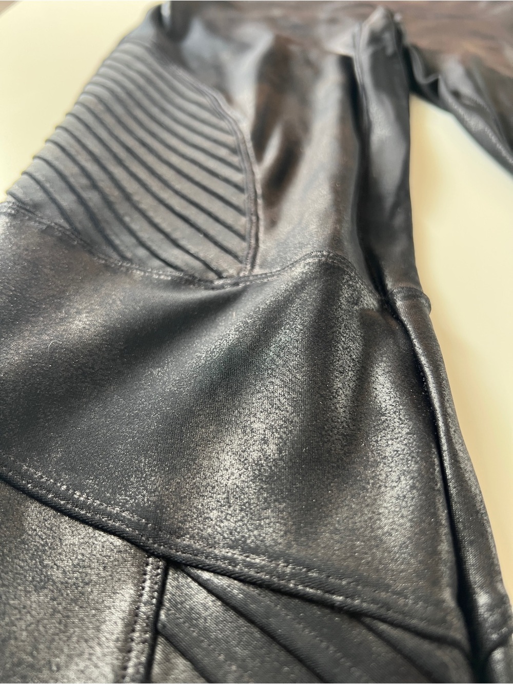 SPANX Faux Leather Moto Leggings Black High Rise Shaping L 20136R - Picture 8 of 12